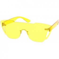 Shield Oversize Rimless Cutout Thick Arms Tinted Mono Lens Shield Sunglasses 73mm - Yellow - CY17Z7KHWTH $13.14