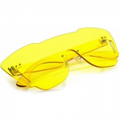 Shield Oversize Rimless Cutout Thick Arms Tinted Mono Lens Shield Sunglasses 73mm - Yellow - CY17Z7KHWTH $13.14