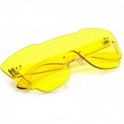 Shield Oversize Rimless Cutout Thick Arms Tinted Mono Lens Shield Sunglasses 73mm - Yellow - CY17Z7KHWTH $13.14
