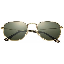 Aviator Small Hexagon Flat Lens Sunglasses for Women Men Vintage Hipster Style Polygon Aviator Sun Glasses - CF193K5NSS8 $19.17