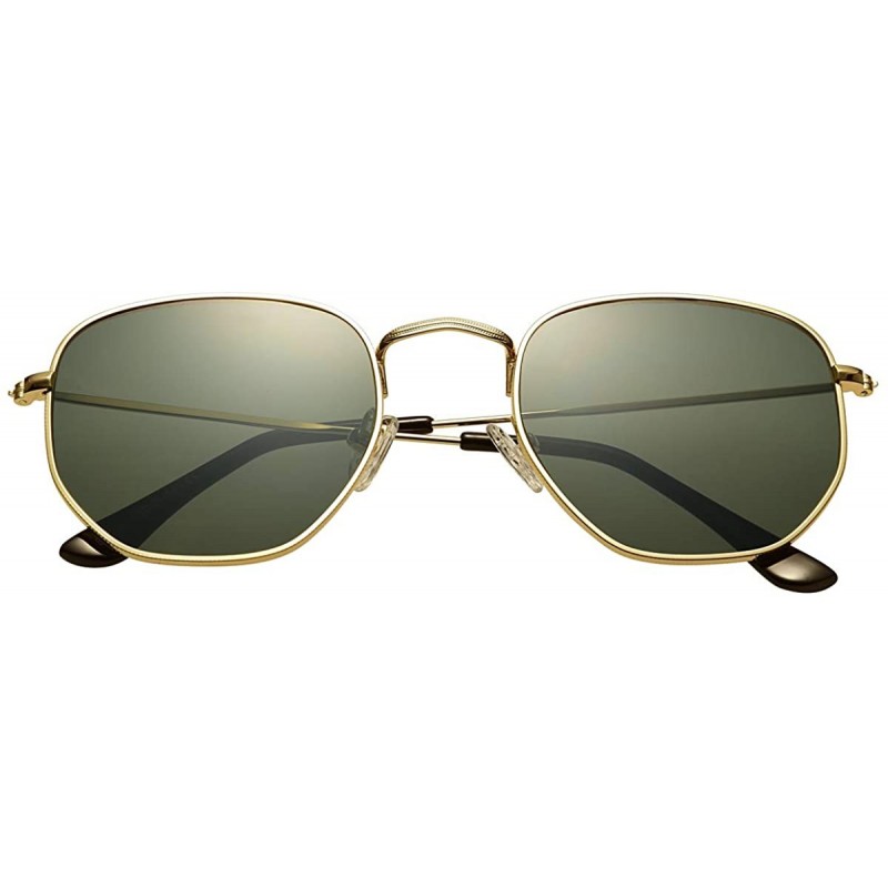 Aviator Small Hexagon Flat Lens Sunglasses for Women Men Vintage Hipster Style Polygon Aviator Sun Glasses - CF193K5NSS8 $9.85