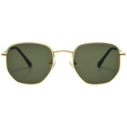Aviator Small Hexagon Flat Lens Sunglasses for Women Men Vintage Hipster Style Polygon Aviator Sun Glasses - CF193K5NSS8 $9.85