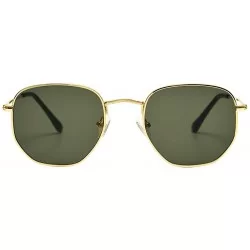 Aviator Small Hexagon Flat Lens Sunglasses for Women Men Vintage Hipster Style Polygon Aviator Sun Glasses - CF193K5NSS8 $9.85