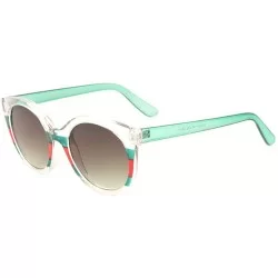 Round Three Color Line Crystal Round Cat Eye Sunglasses - Clear Green - C91983I66CS $26.83