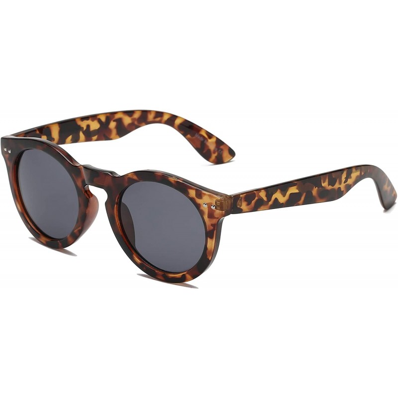 Oversized Retro Vintage Circle Round UV Protection Fashion Sunglasses for Men and Women - Tortoise - CO18IQE93KS $11.83