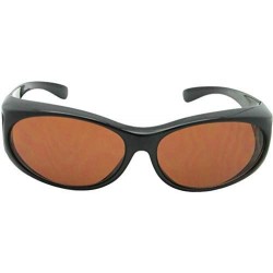Wrap Small Non Polarized Sunglasses Over Glasses F3 - Black -Non Polarized Amber Lenses - CG18ECRWMLZ $13.41