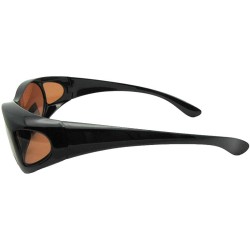 Wrap Small Non Polarized Sunglasses Over Glasses F3 - Black -Non Polarized Amber Lenses - CG18ECRWMLZ $13.41