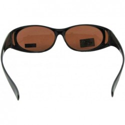 Wrap Small Non Polarized Sunglasses Over Glasses F3 - Black -Non Polarized Amber Lenses - CG18ECRWMLZ $13.41