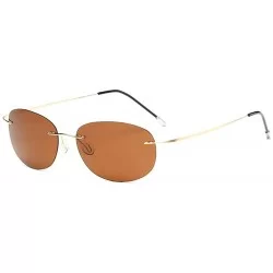 Rimless Titanium No Screw Rimless Polarized Sunglasses For Men Women - Gold - CK18OD4MCWA $49.49
