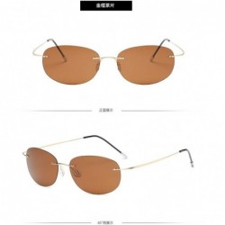 Rimless Titanium No Screw Rimless Polarized Sunglasses For Men Women - Gold - CK18OD4MCWA $26.08