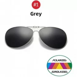Semi-rimless Oversized Pilot Flip Up Clip Sunglasses Driver Men Driving Alloy Frame Big Women Glasses Clips Myopic - 1 Grey -...