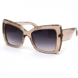 Butterfly Womens Nugget Stud Glitter Thick Plastic Butterfly Sunglasses - Clear Beige Smoke - CI18YX8AYR3 $9.90