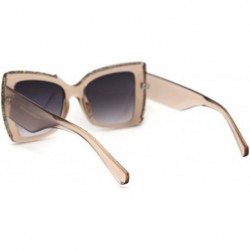 Butterfly Womens Nugget Stud Glitter Thick Plastic Butterfly Sunglasses - Clear Beige Smoke - CI18YX8AYR3 $9.90