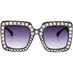 Goggle ROYAL GIRL Elton Square Rhinestone Sunglasses Oversized Diamond Bling Bling Glasses - Black - CZ1872WC65N $13.07