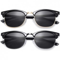 Wayfarer Semi Rimless Polarized Sunglasses for Women Men- Unisex Sunglasses with Half Frame - CI195RHM6UZ $29.67