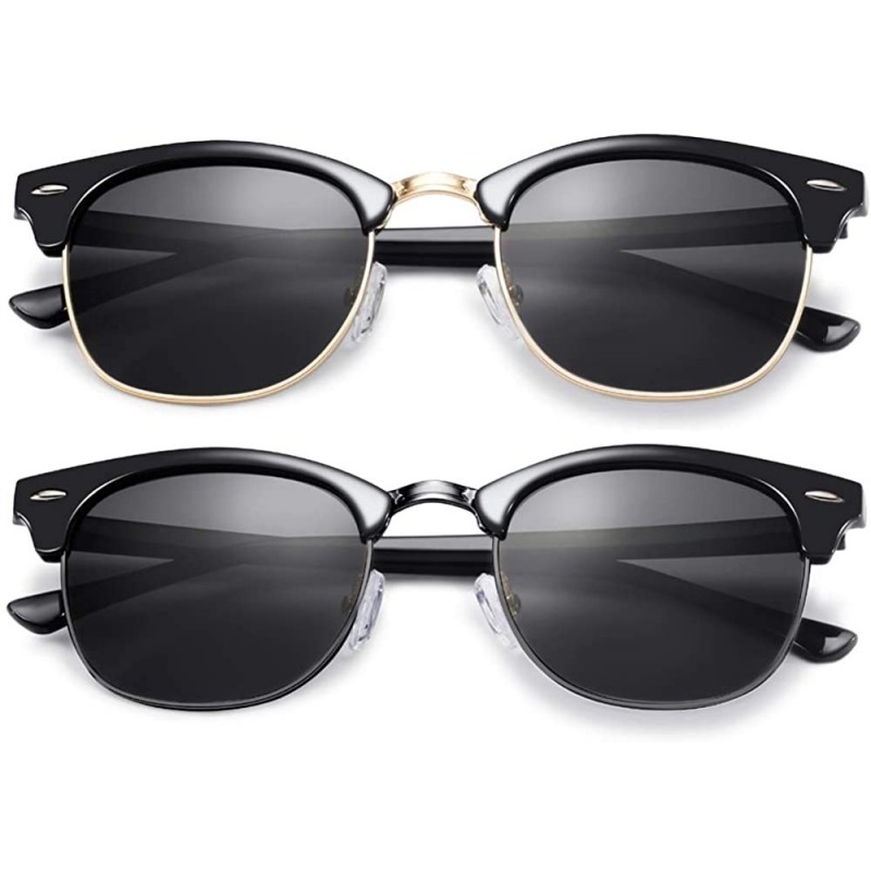 Wayfarer Semi Rimless Polarized Sunglasses for Women Men- Unisex Sunglasses with Half Frame - CI195RHM6UZ $17.07