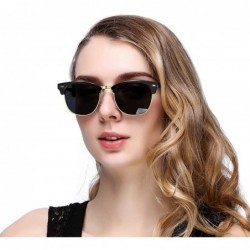 Wayfarer Semi Rimless Polarized Sunglasses for Women Men- Unisex Sunglasses with Half Frame - CI195RHM6UZ $17.07