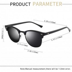 Wayfarer Semi Rimless Polarized Sunglasses for Women Men- Unisex Sunglasses with Half Frame - CI195RHM6UZ $17.07