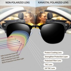 Wayfarer Semi Rimless Polarized Sunglasses for Women Men- Unisex Sunglasses with Half Frame - CI195RHM6UZ $17.07
