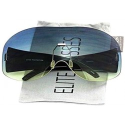 Rimless Big Huge Oversize Glasses Rimless Shield Visor Aviator Sunglasses Mirror Oceanic Tinted Lens - CW18OHOULN7 $14.69