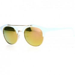 Wayfarer Retro Half Horn Rim Horned Mirrored Mirror Lens Sunglasses - White Pink - CY12CJLB8J1 $14.32