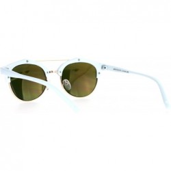 Wayfarer Retro Half Horn Rim Horned Mirrored Mirror Lens Sunglasses - White Pink - CY12CJLB8J1 $14.32