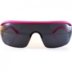 Shield Unisex Futuristic Smoke Mirror Mono Lens Goggle Shield Sunglasses A300 - (Smoke) Pink - CC1966O69OD $15.98