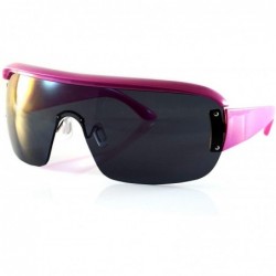 Shield Unisex Futuristic Smoke Mirror Mono Lens Goggle Shield Sunglasses A300 - (Smoke) Pink - CC1966O69OD $15.98