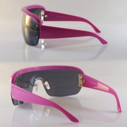 Shield Unisex Futuristic Smoke Mirror Mono Lens Goggle Shield Sunglasses A300 - (Smoke) Pink - CC1966O69OD $15.98