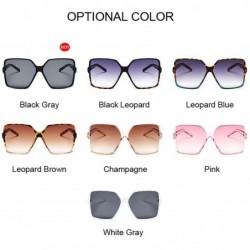 Round Luxury Square Sunglasses Women Retro Frame Big Sun Glasses Female Vintage Gradient Male Feminino - Leopard Blue - CA198...