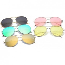 Aviator Colorful Tinted Lens Metal Frame Aviator Sunglasses Light Color Lens Glasses - CB18Q36OUHE $9.92