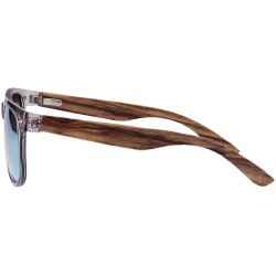 Wayfarer Zebra Wood Sunglasses With Silver Mirror Polarized Lenses - CE18IEGE5KH $22.39