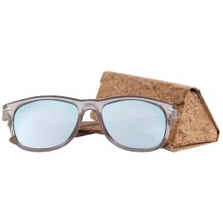 Wayfarer Zebra Wood Sunglasses With Silver Mirror Polarized Lenses - CE18IEGE5KH $22.39