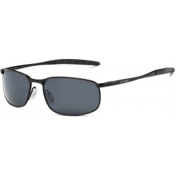 Rectangular Polarized Sunglasses For Men Rectangle Metal Frame Retro Sun Glasses AE0395 - Black - CD17YAOMI3C $23.83