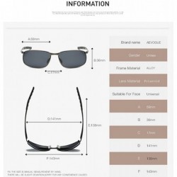 Rectangular Polarized Sunglasses For Men Rectangle Metal Frame Retro Sun Glasses AE0395 - Black - CD17YAOMI3C $12.39