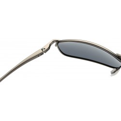 Rectangular Polarized Sunglasses For Men Rectangle Metal Frame Retro Sun Glasses AE0395 - Black - CD17YAOMI3C $12.39