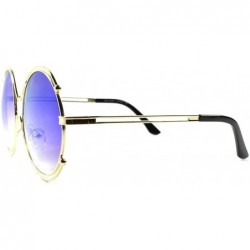 Oversized Upscale Mirror Lens Womens Designer Oversized Round Sunglasses - Gold / Green - CG1892DRCI0 $10.86