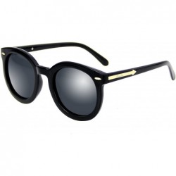Round Fashion Circle Sunglasses Vintage Round Glasses For Men Women L501 - Black Grey - CO12O8M1OTN $48.56