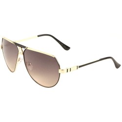 Aviator Geometric Bridge Flat Top Round Aviator Sunglasses - Light Brown - CS197UTXYZL $10.87