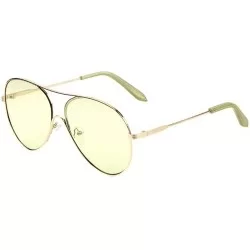 Aviator Ear Color Bridge Rimless Round Aviator Sunglasses - Green - CX197XQC4NH $13.82