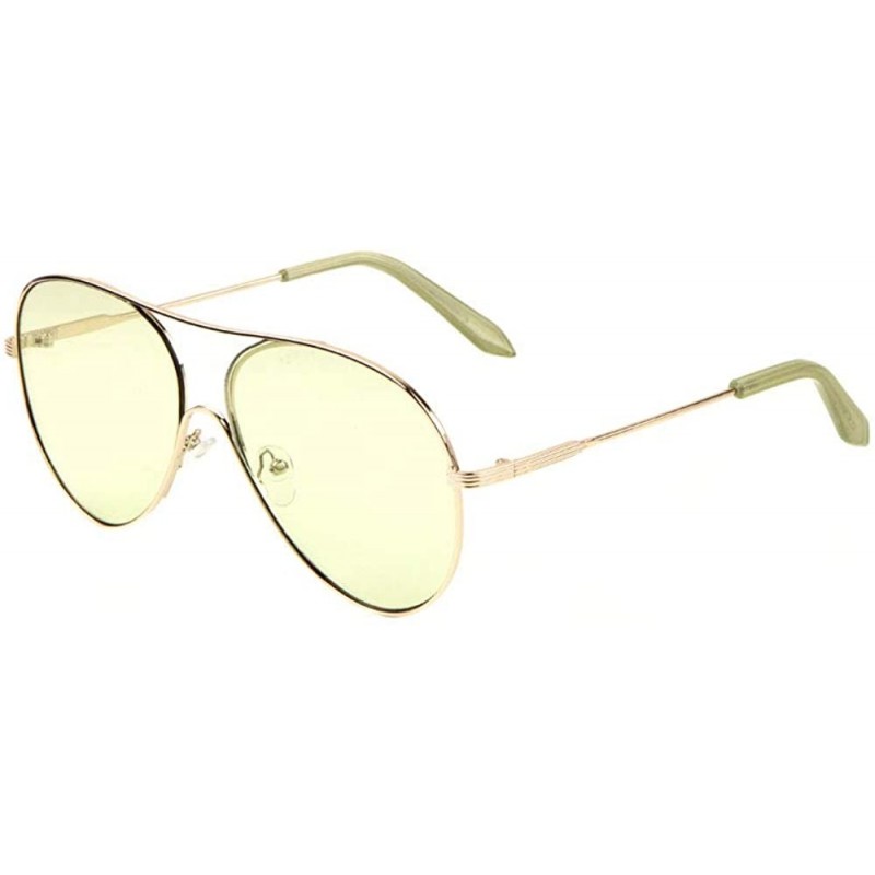 Aviator Ear Color Bridge Rimless Round Aviator Sunglasses - Green - CX197XQC4NH $13.82