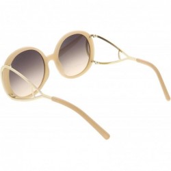 Oval Women's Open Metal Arms Neutral Colored Lens Chunky Round Sunglasses 55mm - Creme Gold / Lavender - CC186H4GSIG $9.99