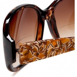 Rectangular Women's A378S Rectangular Reading Sunglasses - One Size - Tortoise/Animal Frame/Gradient Smoke Lens - C2113ES3AOT...