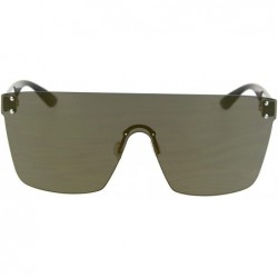 Rimless Oversize Panel Shield Robotic Flat Top Retro Sunglasses - Black Gold Mirror - CC18RW4Q3OT $14.60