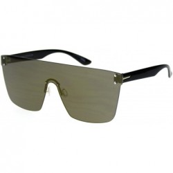 Rimless Oversize Panel Shield Robotic Flat Top Retro Sunglasses - Black Gold Mirror - CC18RW4Q3OT $14.60