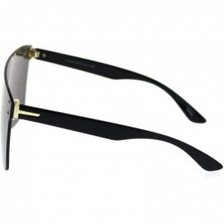 Rimless Oversize Panel Shield Robotic Flat Top Retro Sunglasses - Black Gold Mirror - CC18RW4Q3OT $14.60