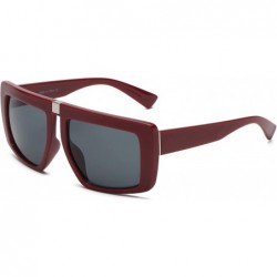 Goggle Women Retro Vintage Futuristic Flat Lens Square Oversized Fashion Sunglasses - Maroon - CD18WQ6ZNZ0 $17.68