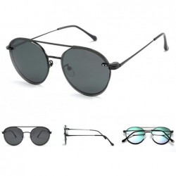 Round 2020 Men's Fashion Set Mirror Polarized One Mirror Multipurpose Retro Fashion Metal Ladies Sunglasses - Black - CQ193EA...