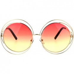 Oversized Avant Garde Double Circle Frame Round Designer Fashion Retro Sunglasses - Gold Red - C017YERWQ73 $19.60