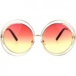 Oversized Avant Garde Double Circle Frame Round Designer Fashion Retro Sunglasses - Gold Red - C017YERWQ73 $11.35